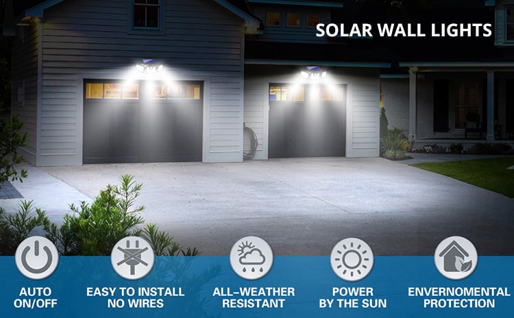 10W Solar Wall Light With 3 Adjustable Heads