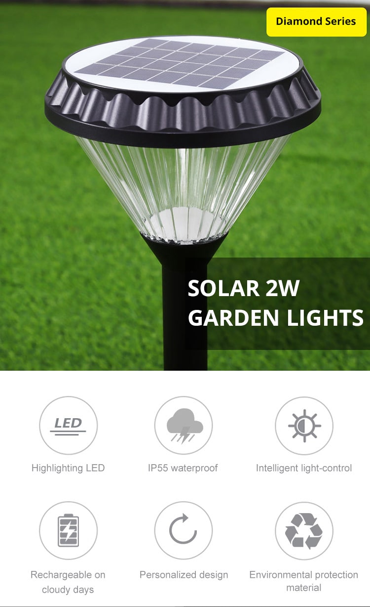 2w diamond solar garden light