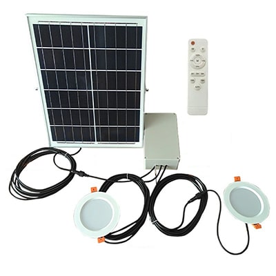 Solar LED Recessed Downlights | Two Downlights with One Solar Panel