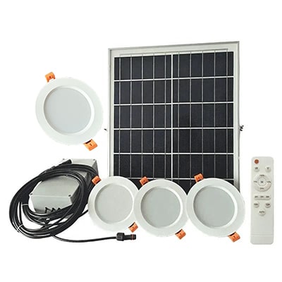 Solar LED Recessed Downlights | Four Downlights with One Solar Panel
