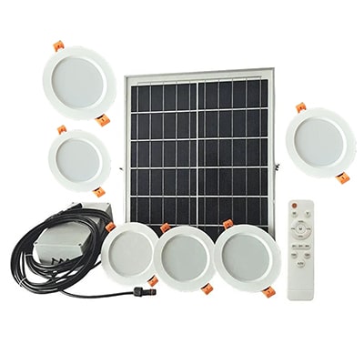 Solar LED Downlights Set | Six Downlights with One Solar Panel
